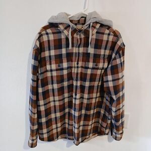 American Eagle Outfitters Men's Plaid Flannel Shirt with Hood Size M